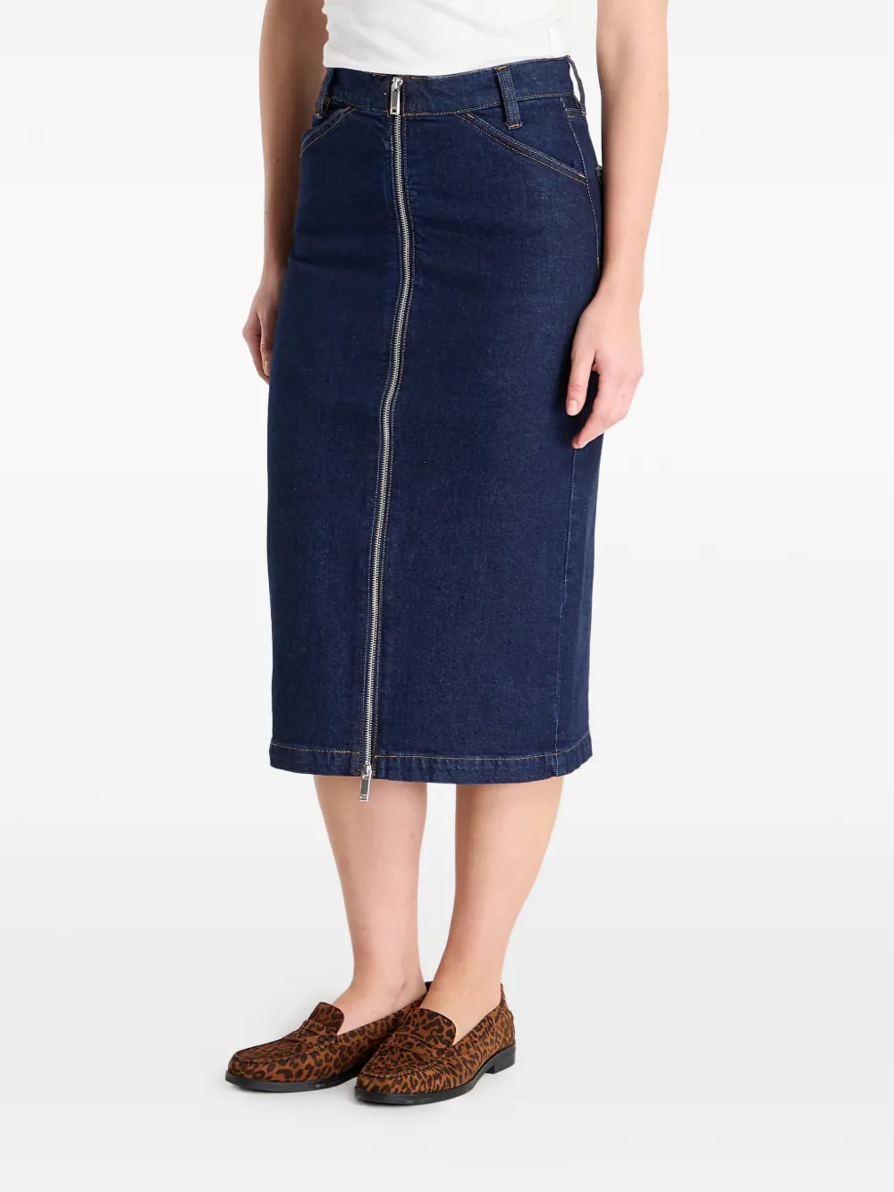  Calvin Klein Denim Zip-fastening Midi Skirt - Blue 