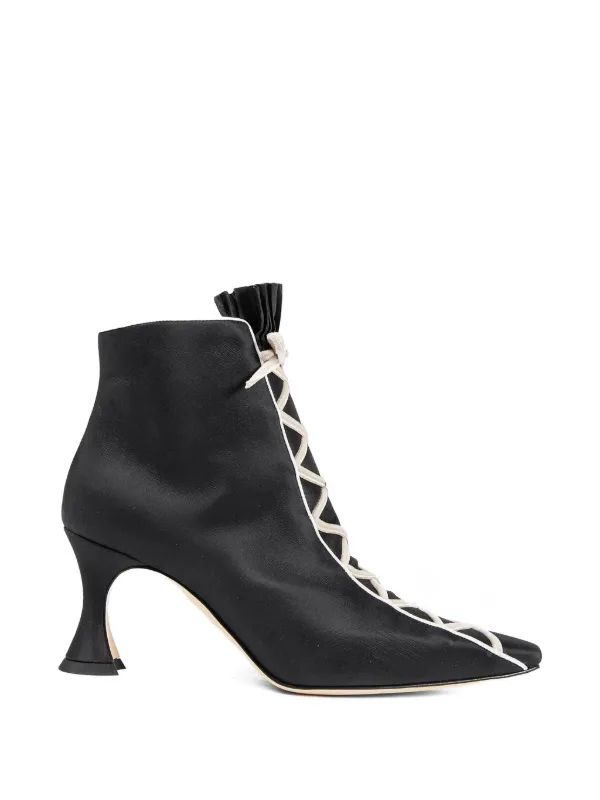 Manolo Blahnik Nolhac Lace-up Ankle Boots in Black
