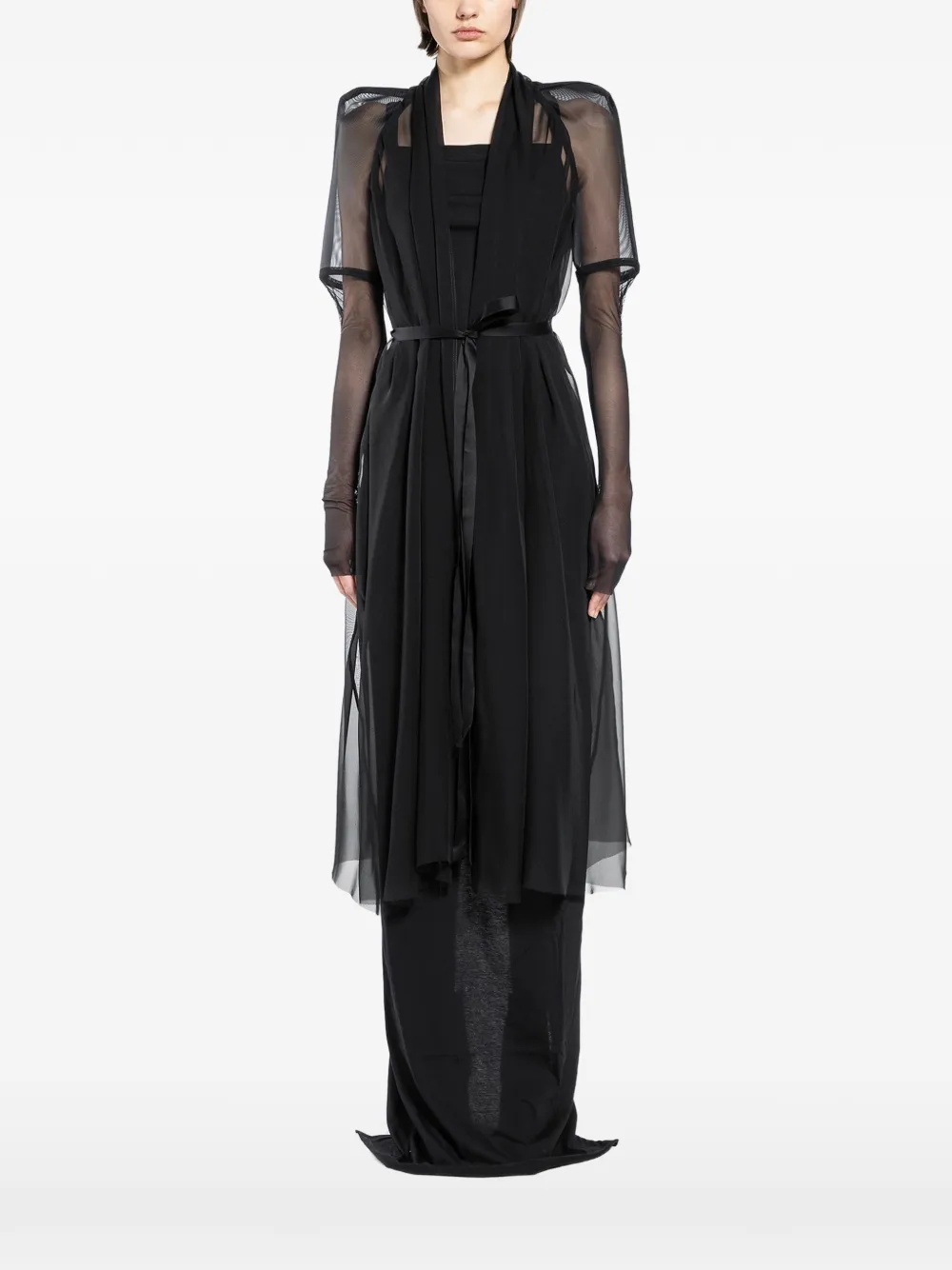 Rick Owens Metro Mantel mit Bindegürtel - Schwarz