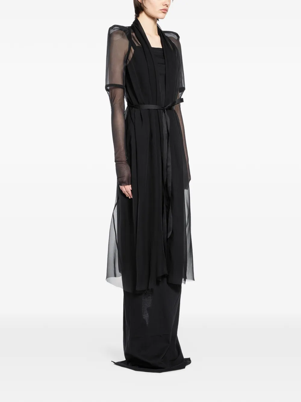 Rick Owens Metro jas met gestrikte taille Zwart