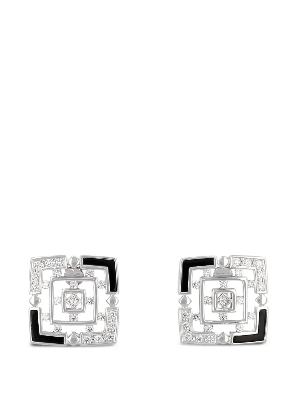 TASAKI 2010's square diamond-embellishment earrings - Argento