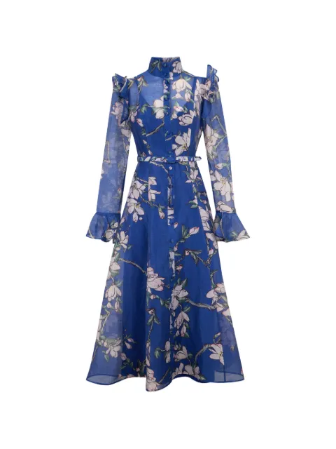 Leo Lin Katrina ruffled-detail floral midi dress