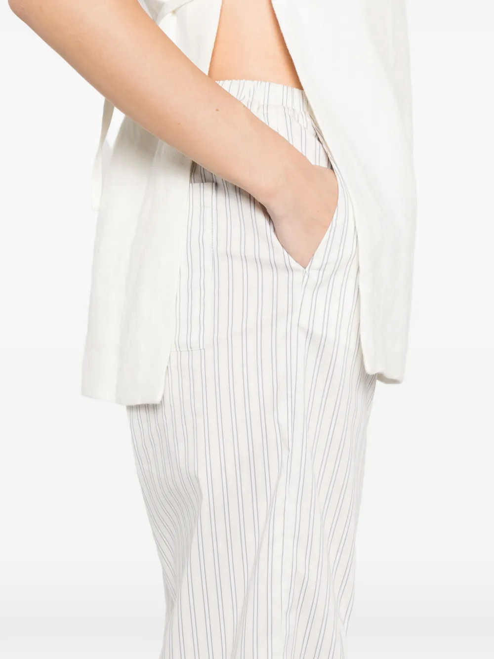 IRO Lia gestreepte broek met trekkoord Wit