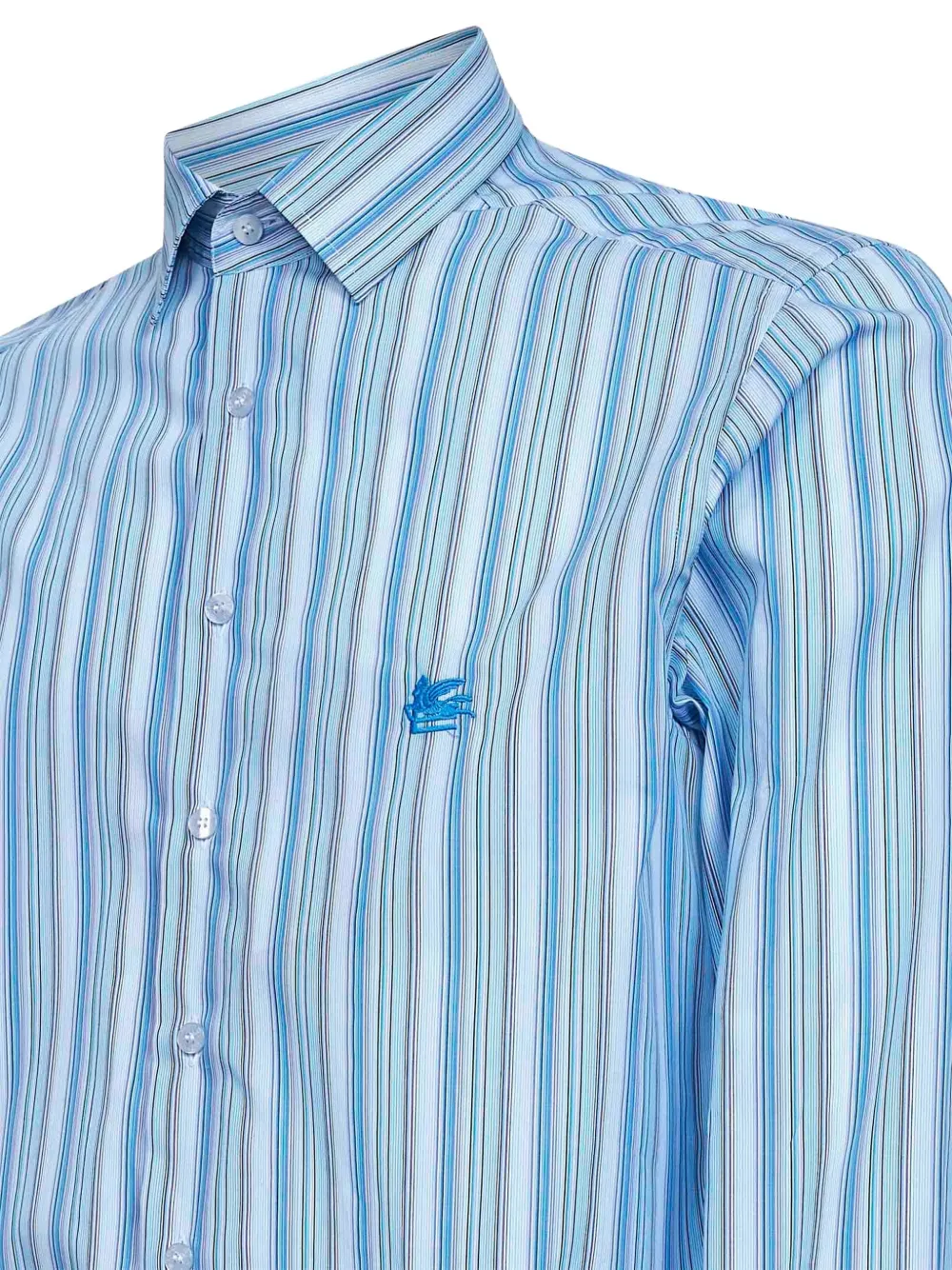 ETRO Gestreepte overhemd met geborduurd logo Blauw