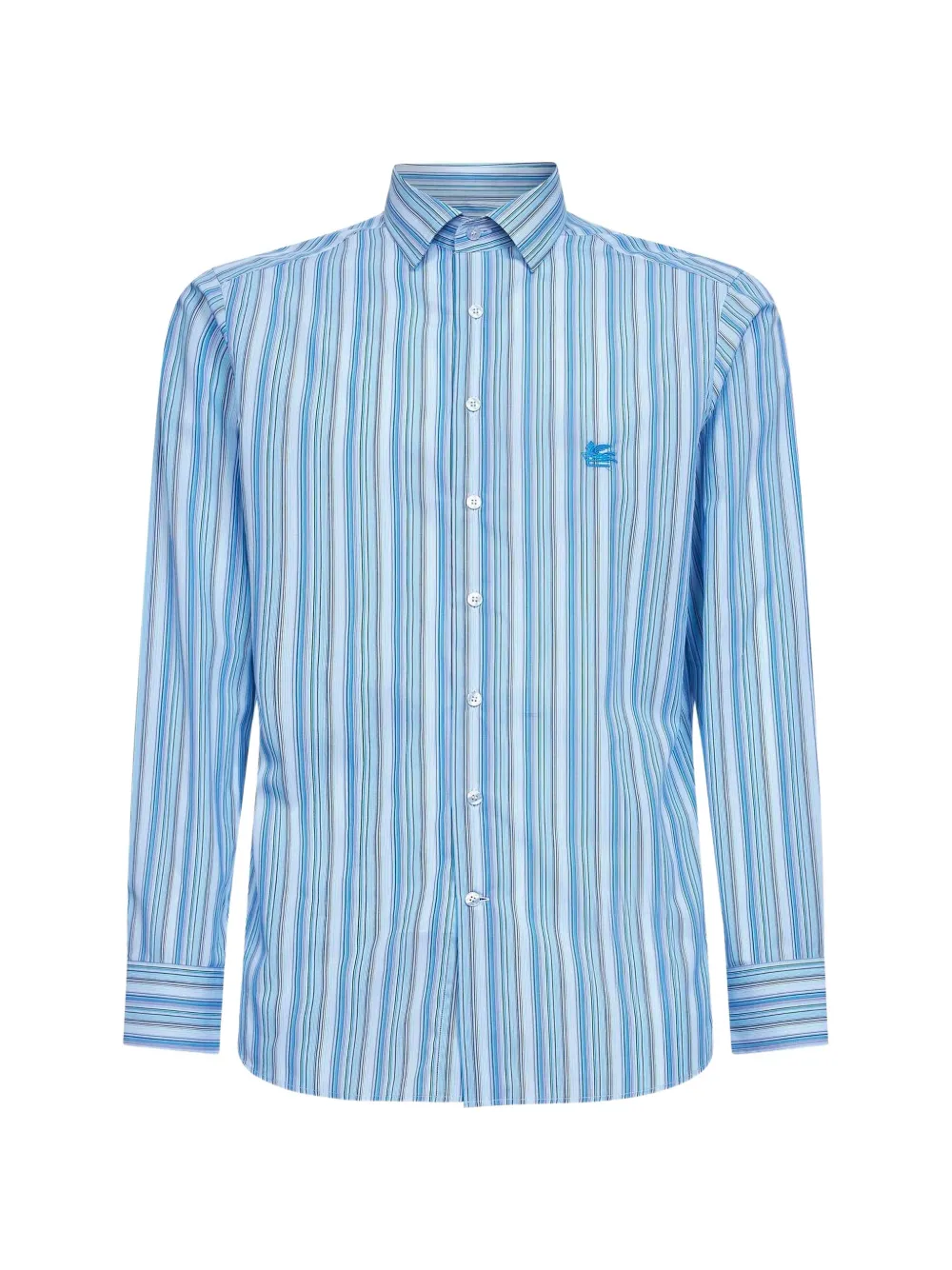 ETRO striped-pattern logo-embroidered shirt - Blu
