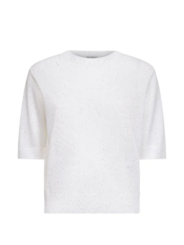Brunello Cucinelli Sequin-embellishment T-shirt in White