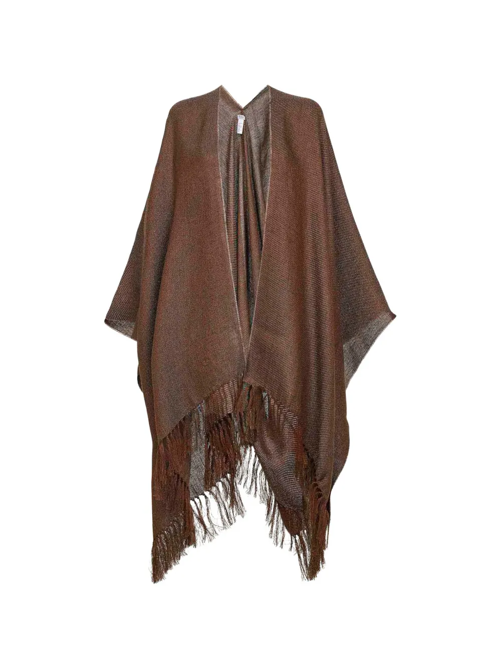 Brunello Cucinelli fringed-hem poncho - Marrone