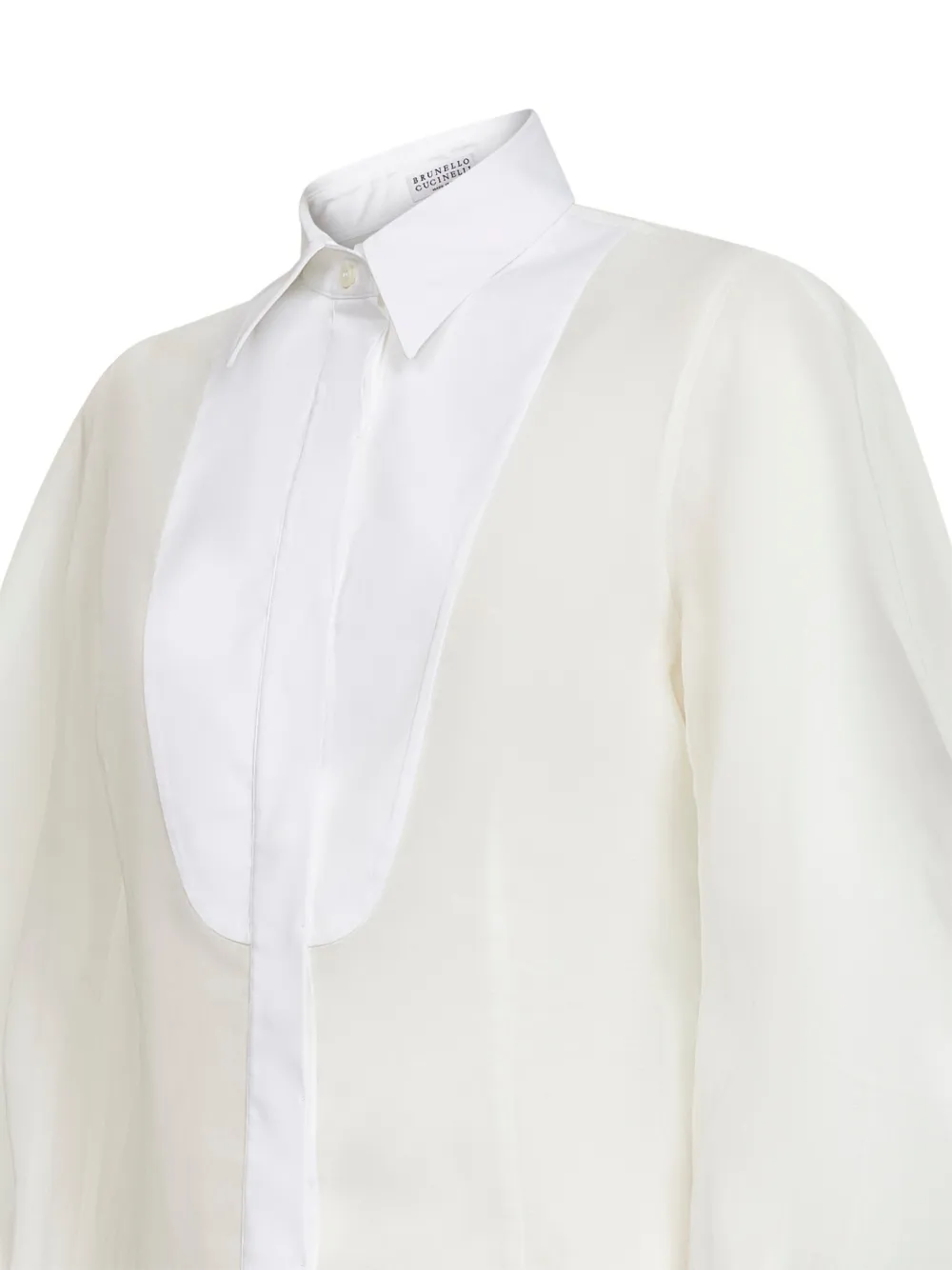 Brunello Cucinelli Blouse met knopen en bisschopmouwen Wit