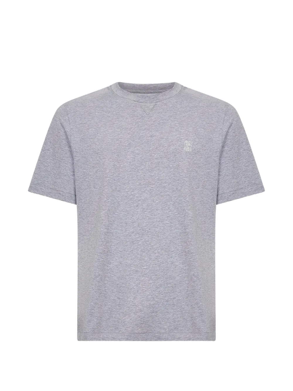 Brunello Cucinelli ribbed crew-neck logo-embroidery T-shirt - Grau