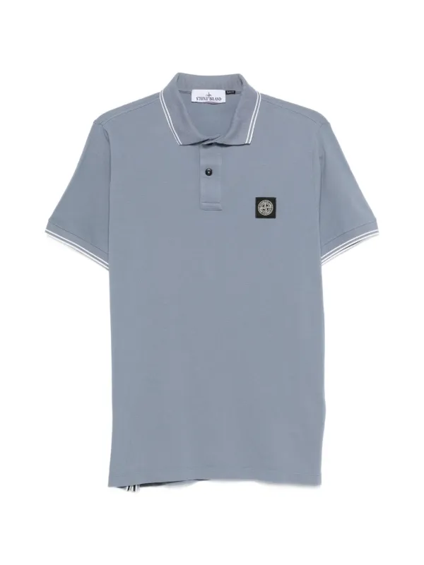 Stone Island Logo-patch Polo Shirt in Blue