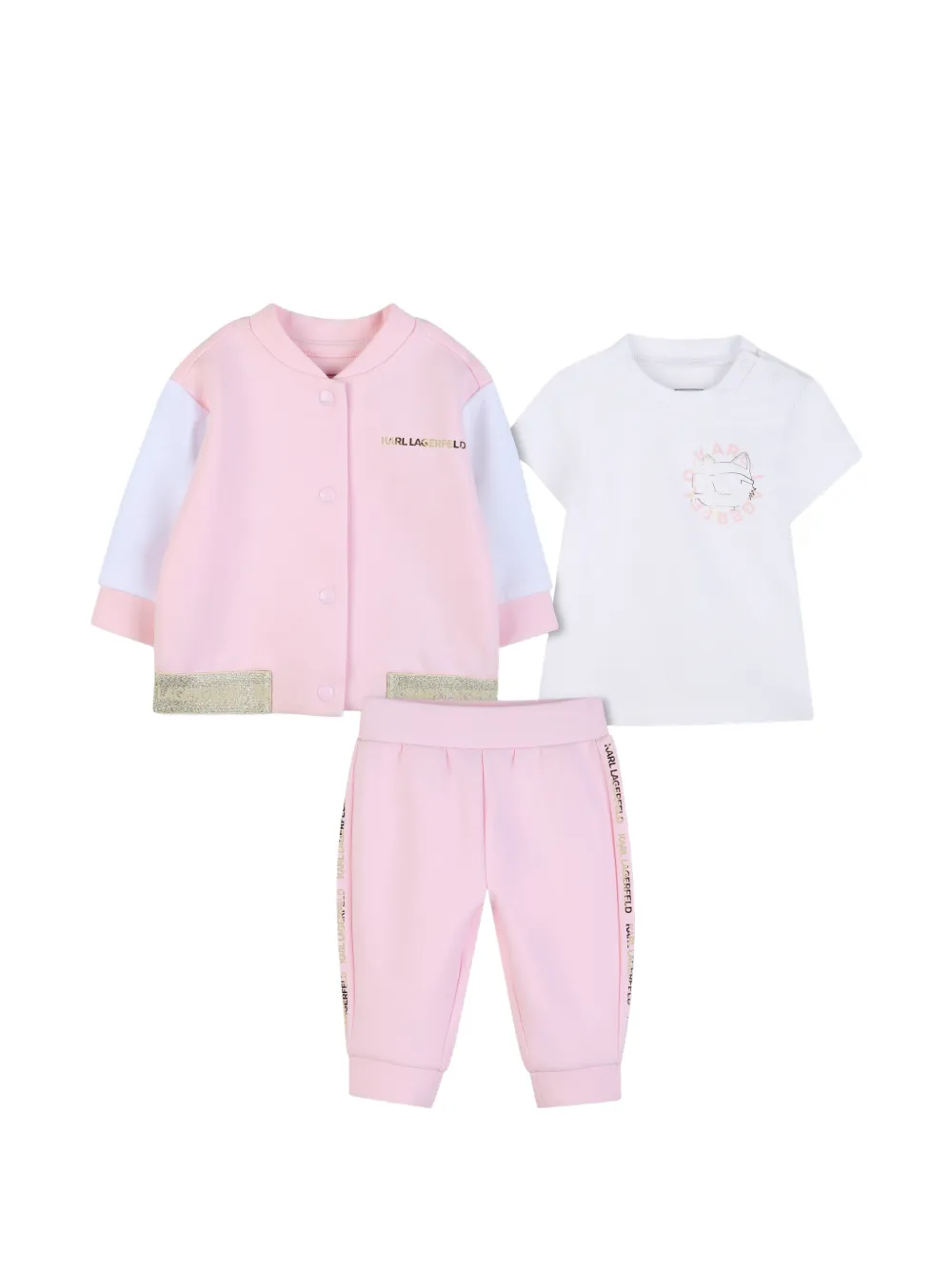 Karl Lagerfeld Kids logo-detail tracksuit - Rosa
