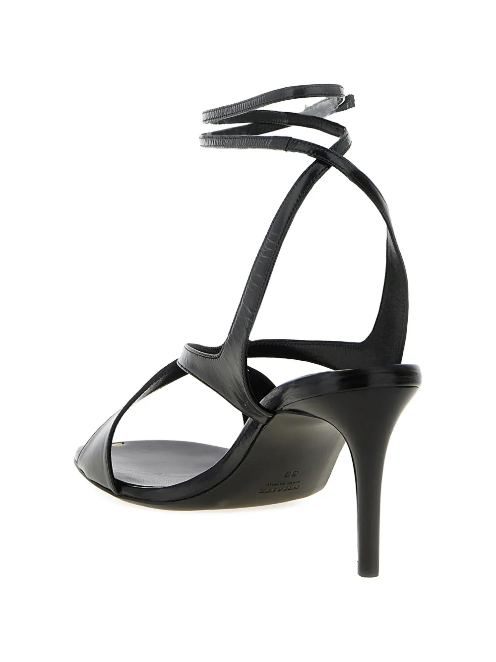 KHAITE enamelled ankle strap liria sandals Zwart