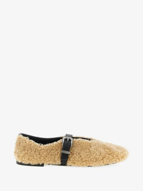 Kate Cate shearling buckle jude ballet flats