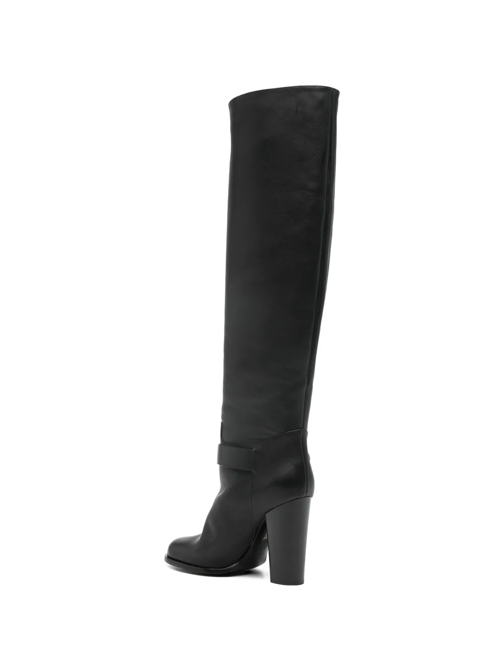 Leather Buckled Knee-High Boots