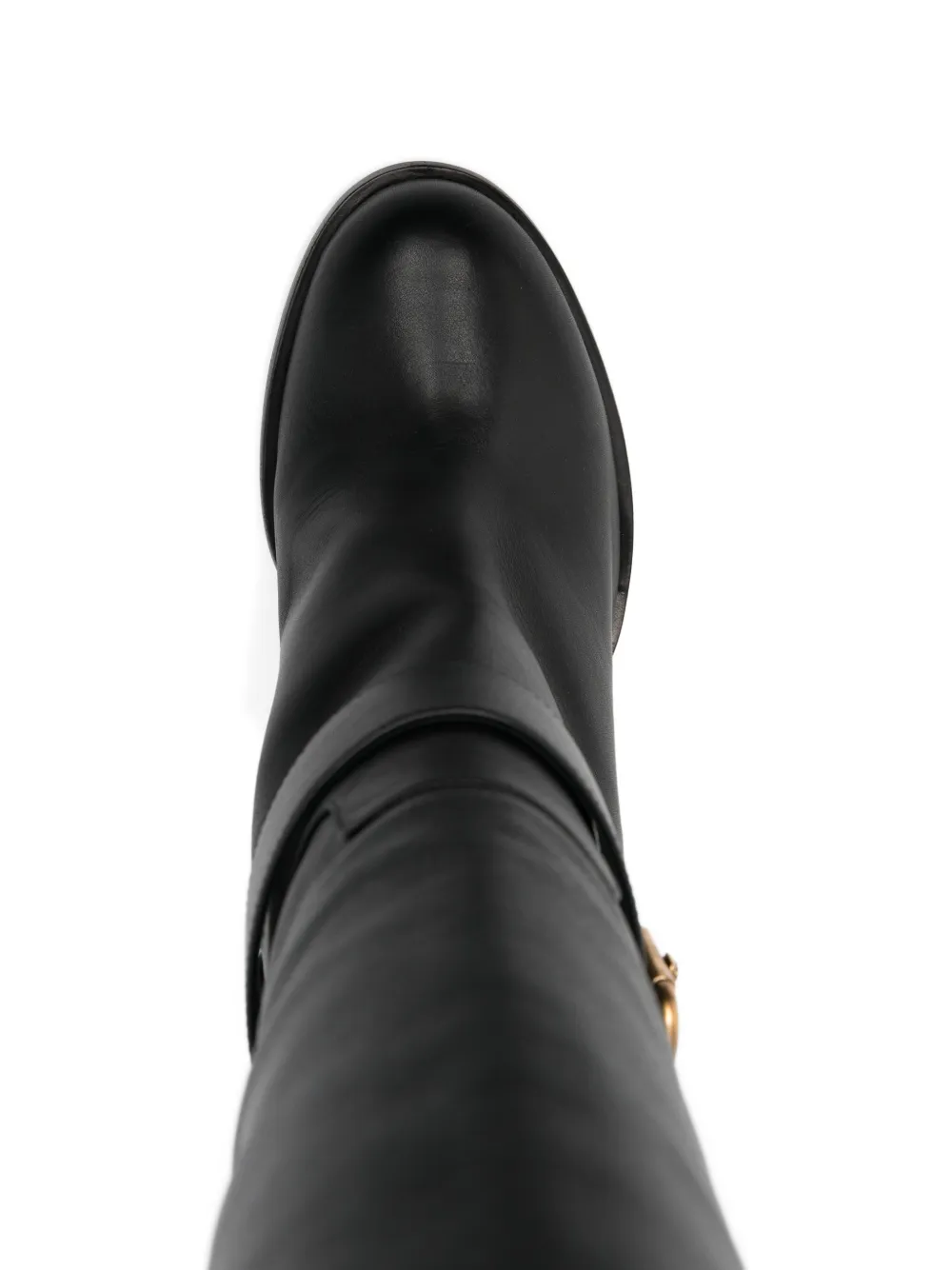 Leather Buckled Knee-High Boots