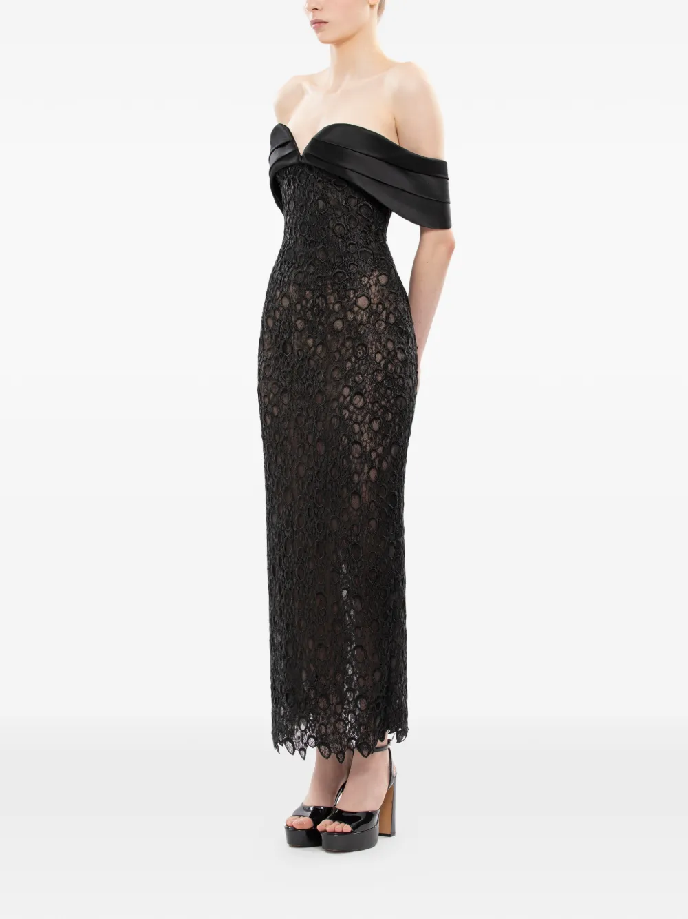 Saiid Kobeisy Off-shoulder midi-jurk Zwart