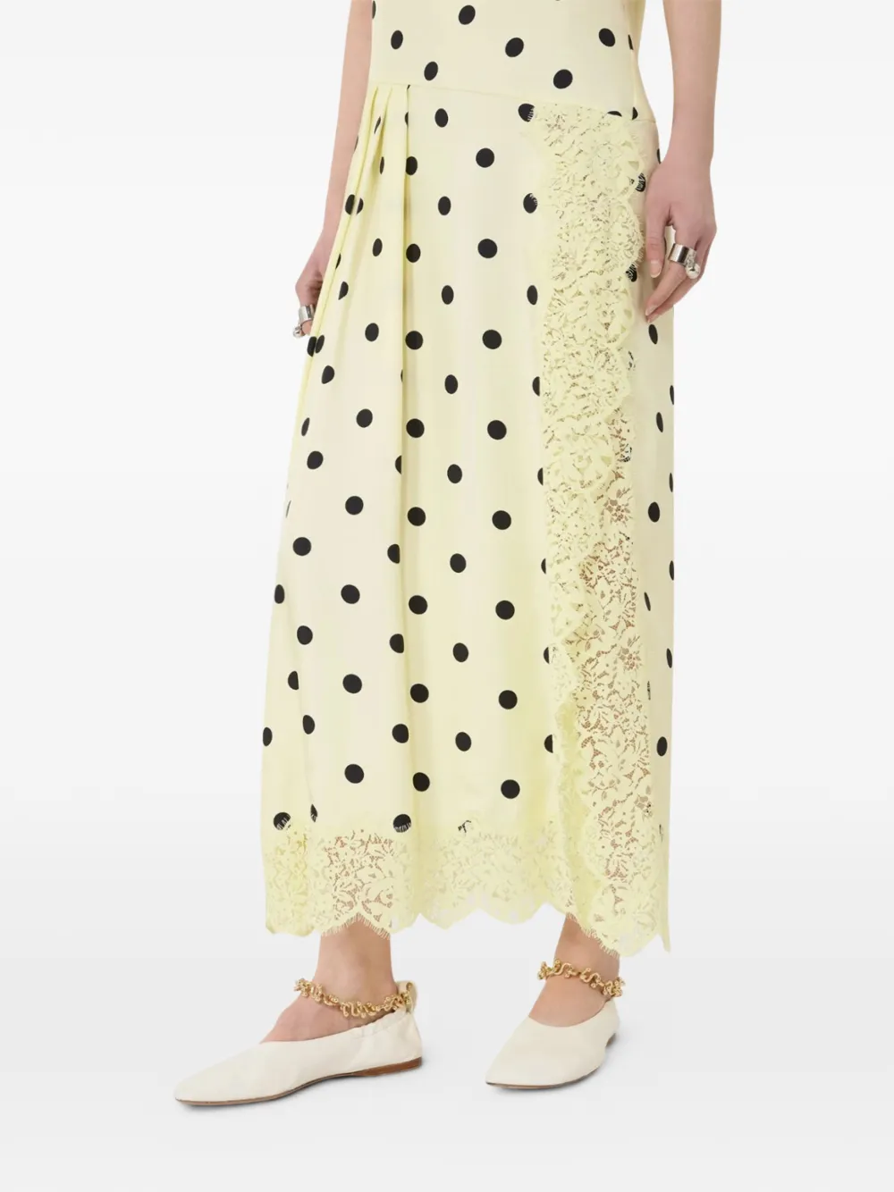  Sportmax Polka-dot Lace Dress - Yellow 
