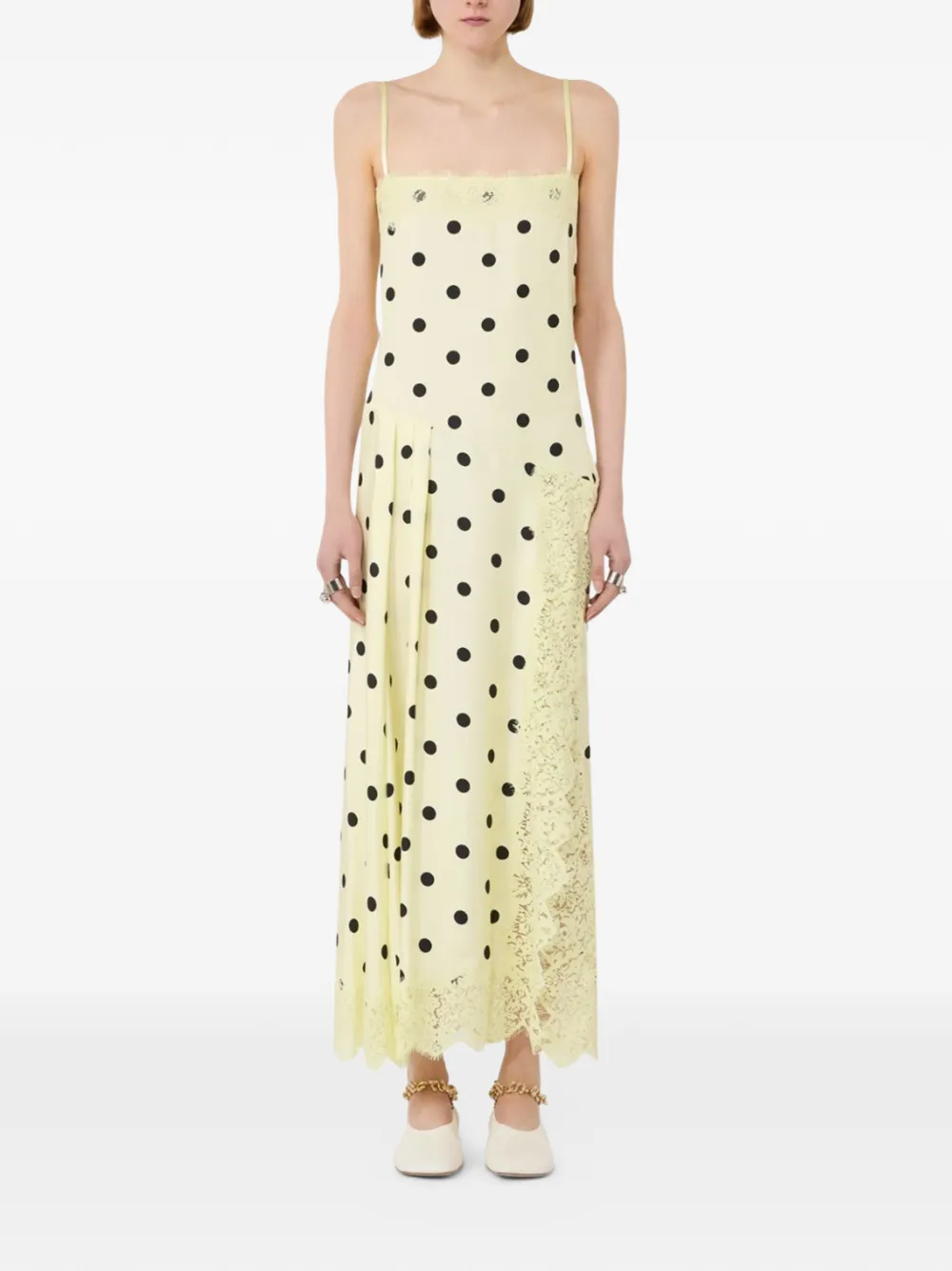  Sportmax Polka-dot Lace Dress - Yellow 