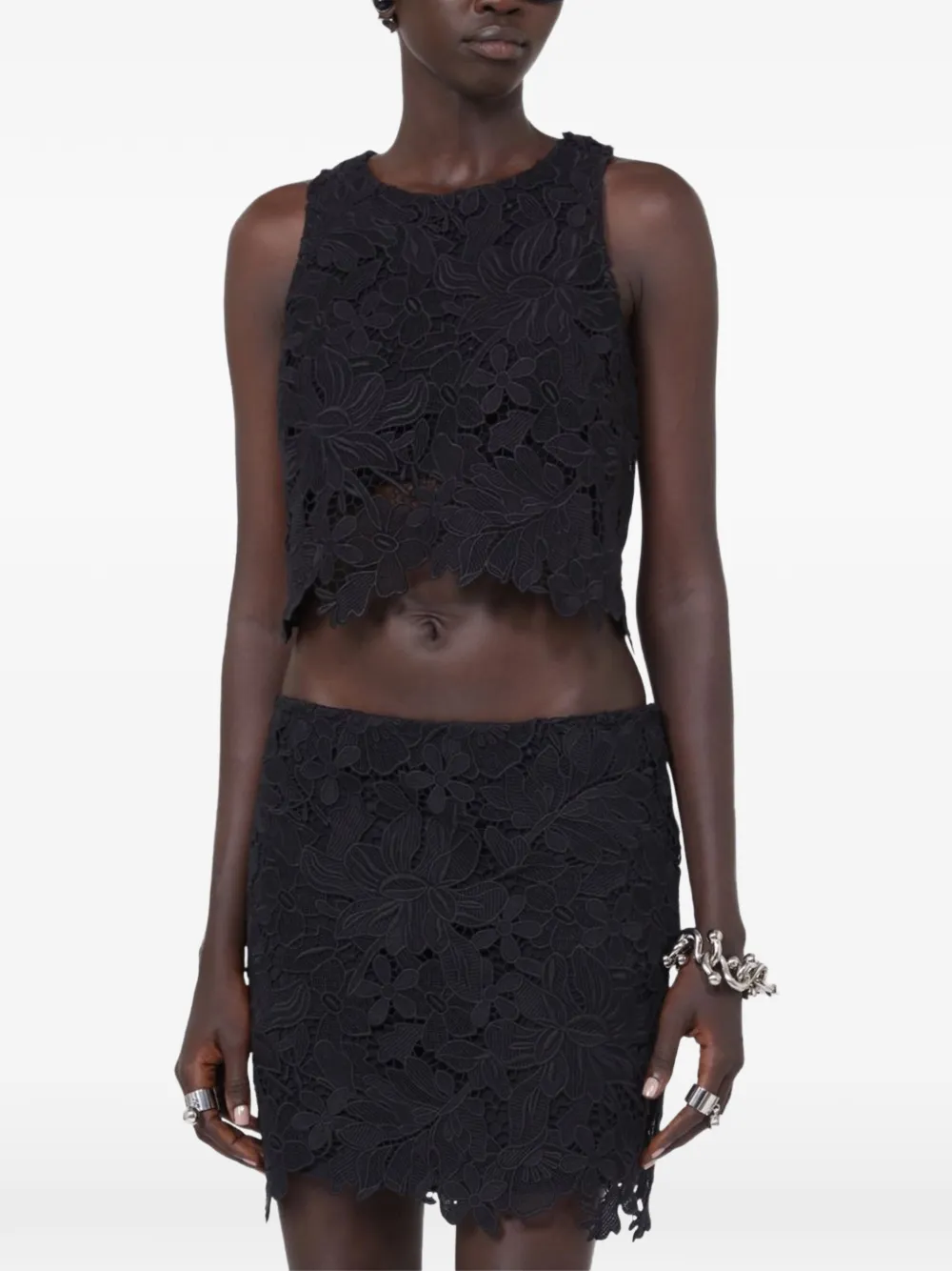 Sportmax Top met bloemenkant Zwart