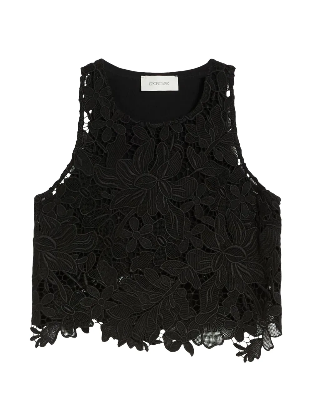 Sportmax Top in pizzo a fiori - Nero