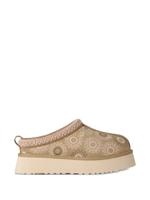 UGG floral-embroidery platform slippers