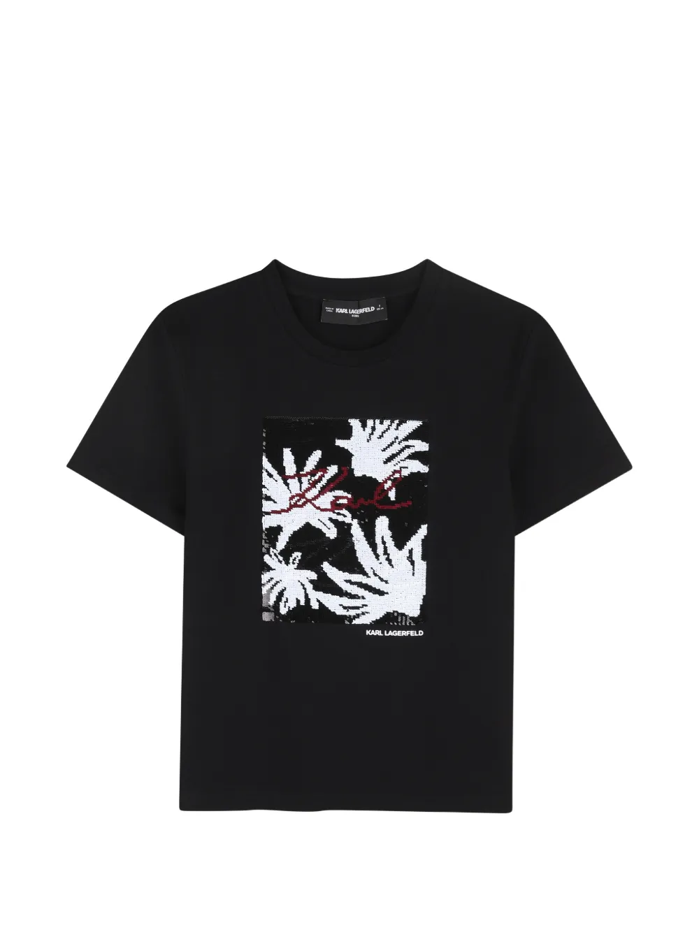 Karl Lagerfeld Kids T-shirt met pailletten Zwart