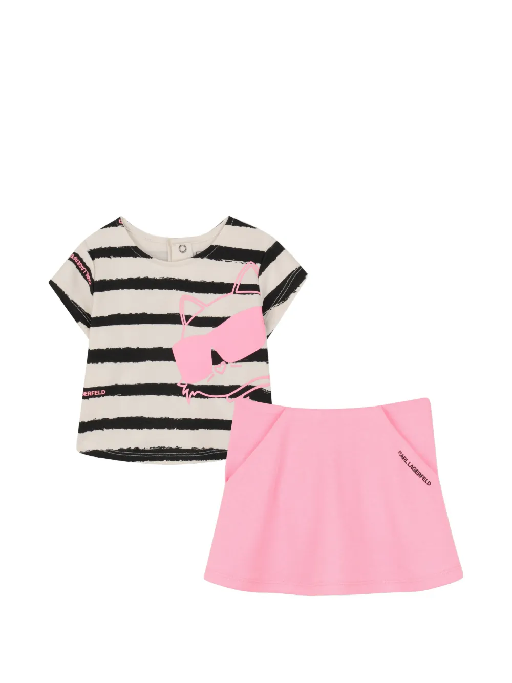 Karl Lagerfeld Kids striped T-shirt and skirt set - Rosa