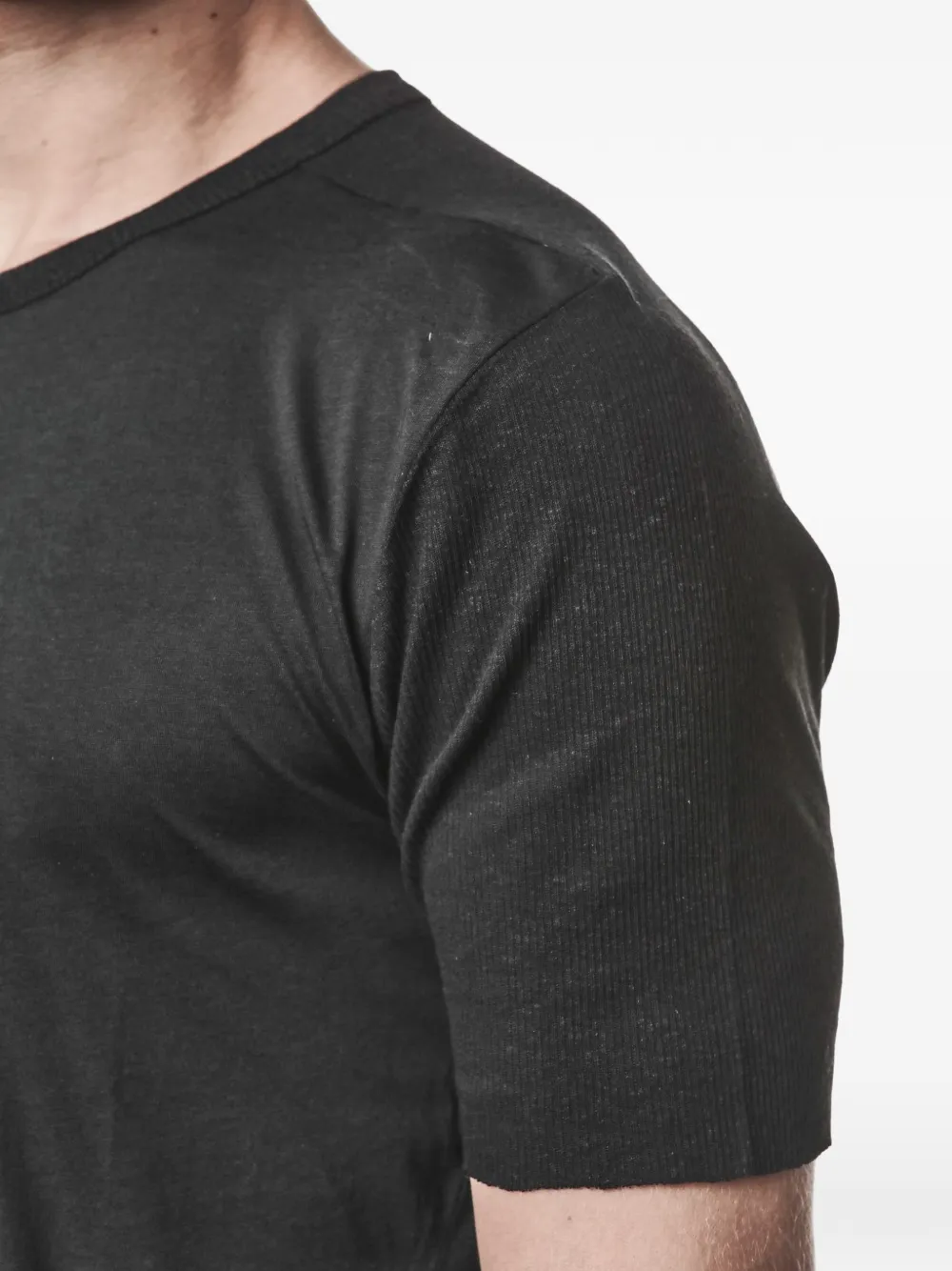 Thom Krom T-shirt met geribbeld vlak Zwart