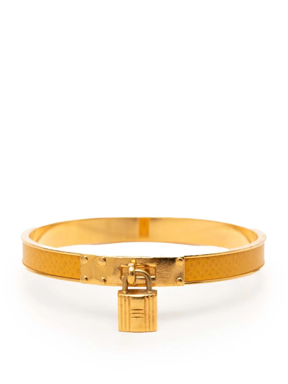 Hermès Pre-Owned 2000-2020 Gold Plated Epsom Kelly Cadena Lock Bangle Bracelet costume bracelet - Oro