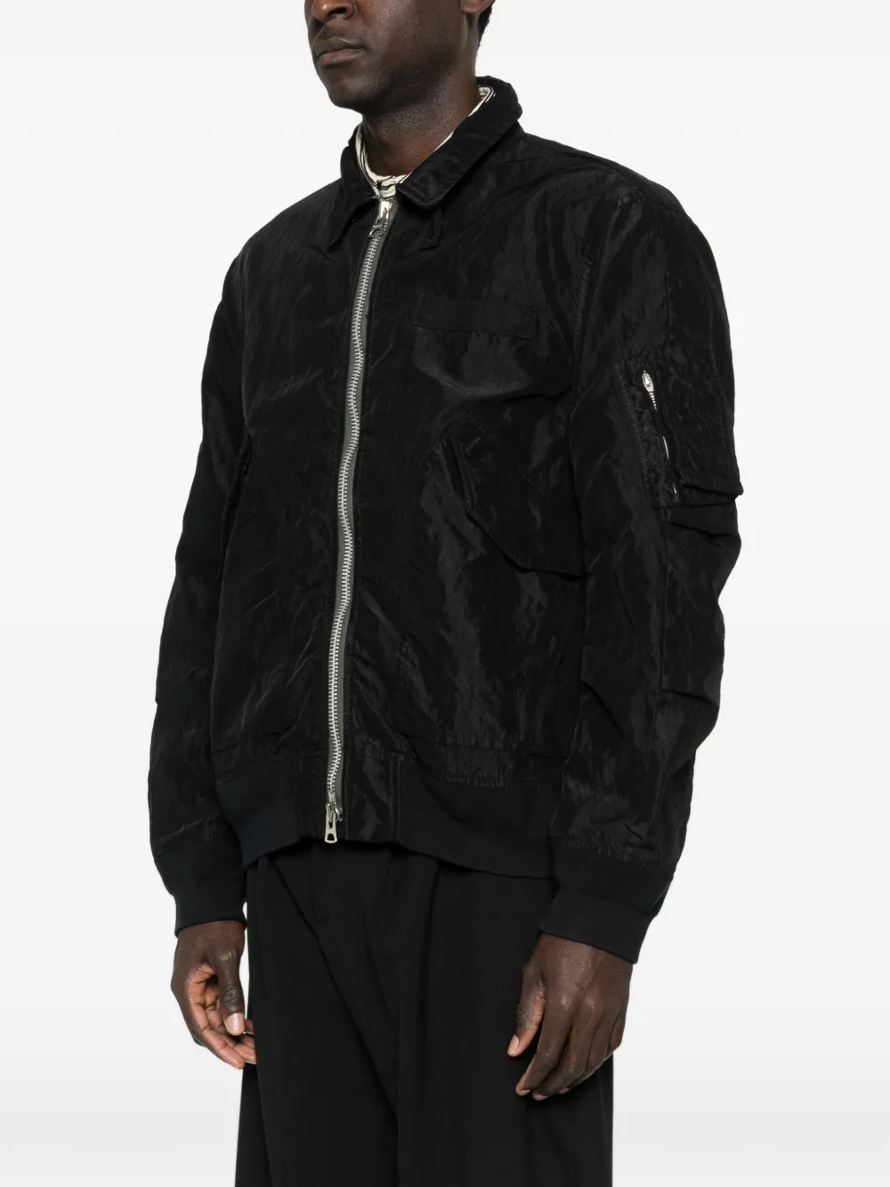  Sacai Zip-up Bomber Jacket - Black 