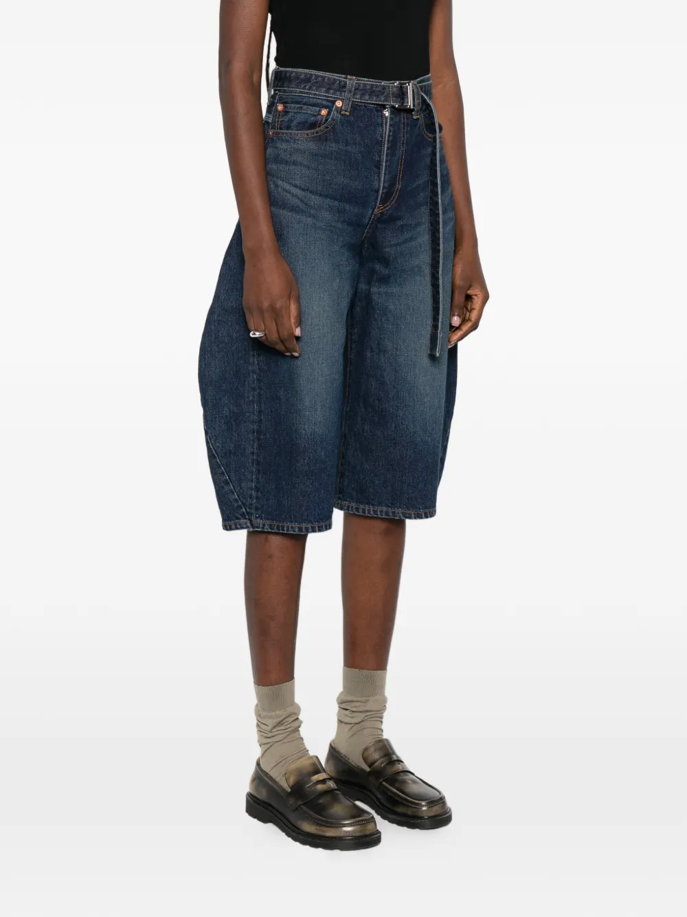 sacai Shorts met ceintuur Blauw