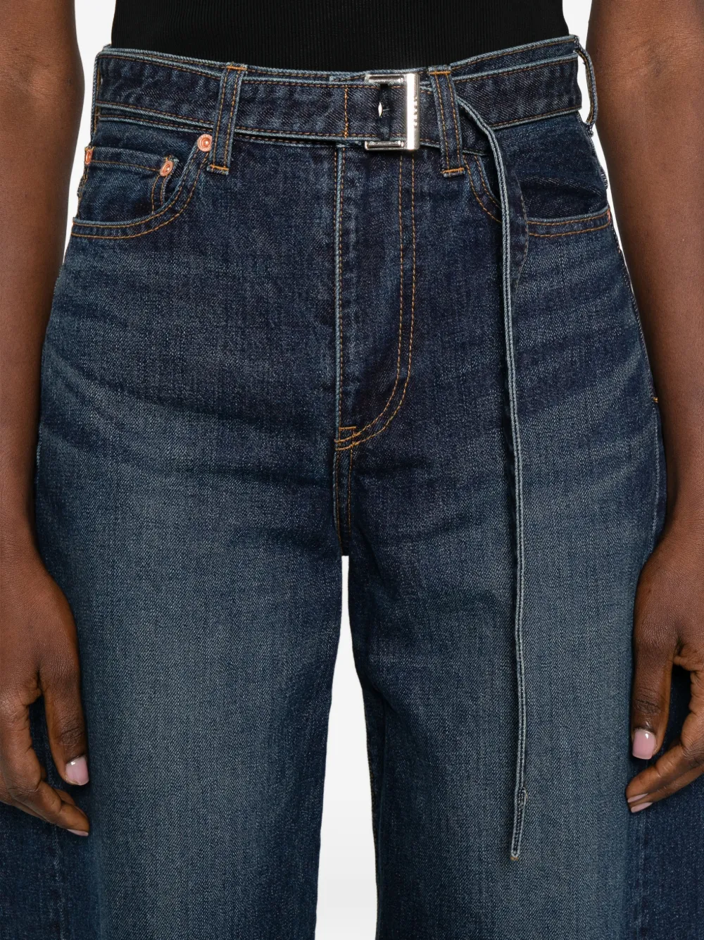 sacai Shorts met ceintuur Blauw