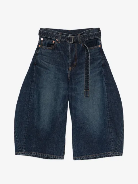 sacai belted wide-leg jeans