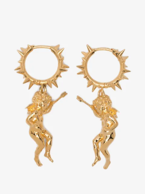 LEONARDO VALENTINI spiked angel charm earrings