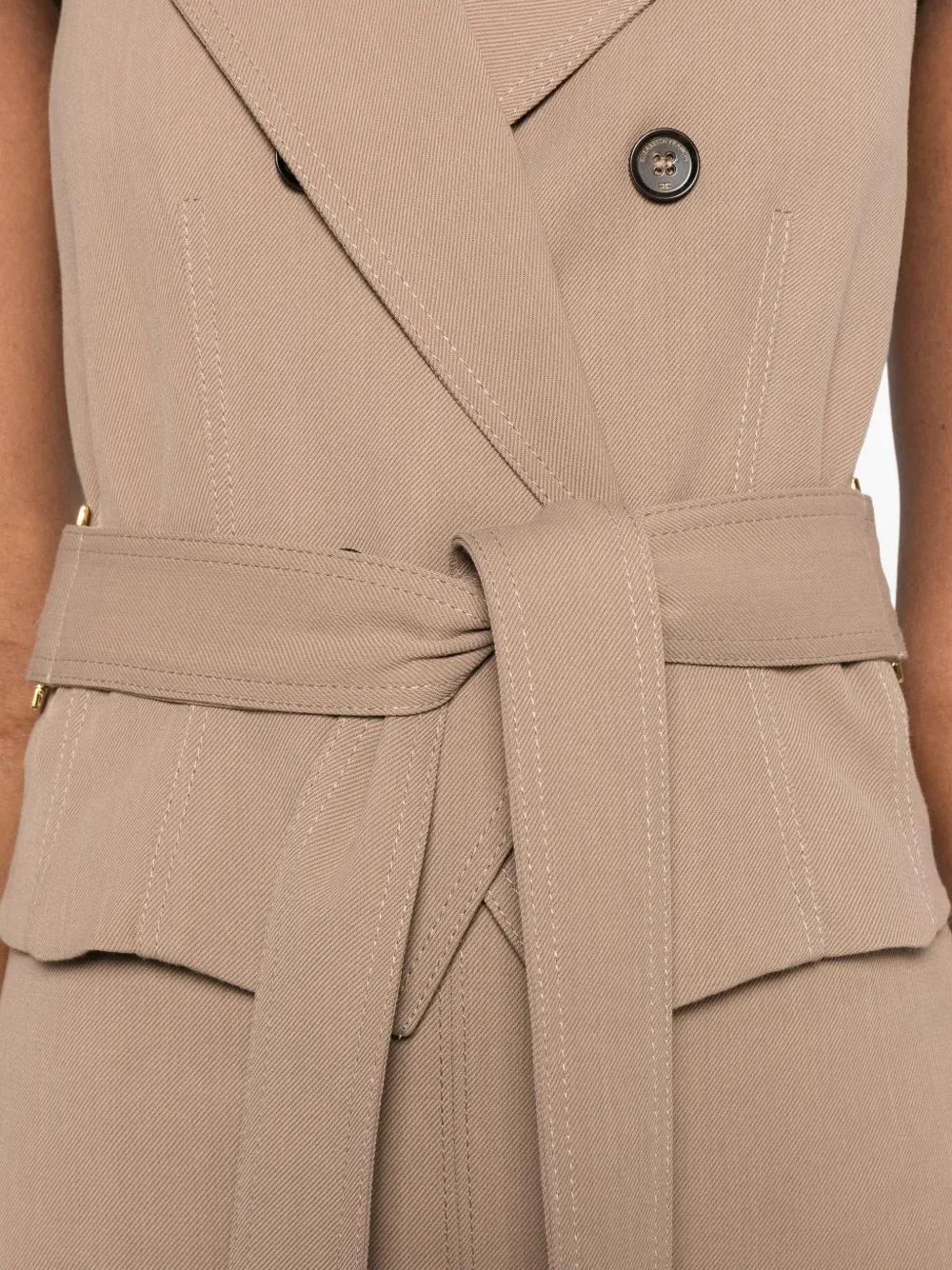 Elisabetta Franchi Gabardine gilet met ceintuur Bruin