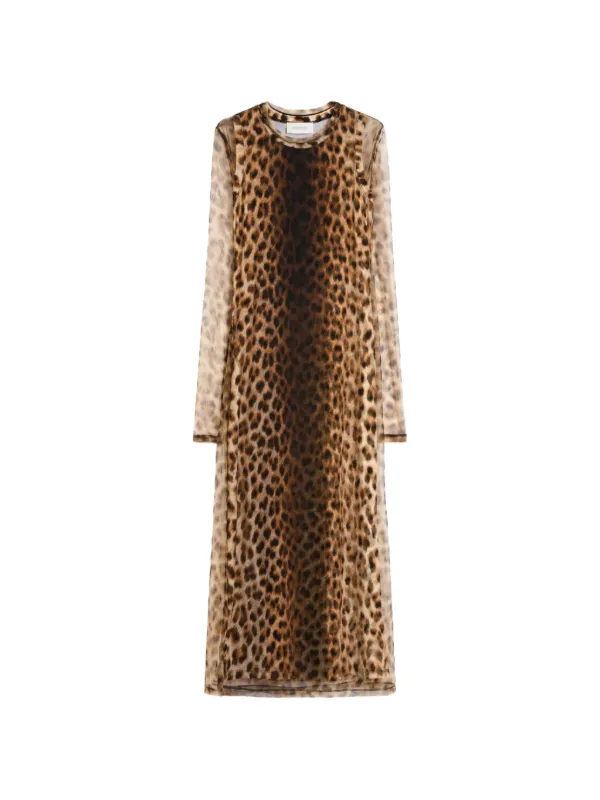 Sportmax Leopard Print Long Sleeve Dress in Neutrals