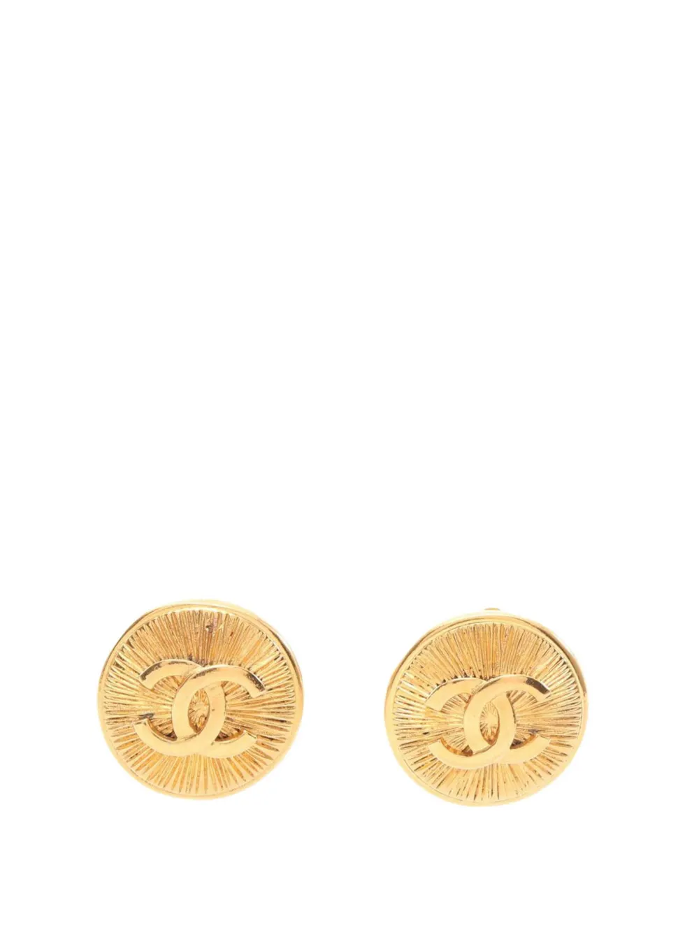 CHANEL Pre-Owned 1980-1990 CC Gold Plated Button Clip On Earrings costume earrings - Oro