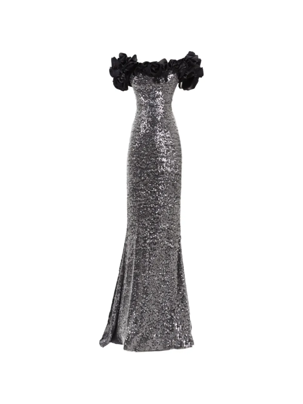 Gemy Maalouf Abito lungo a fiori - Grigio