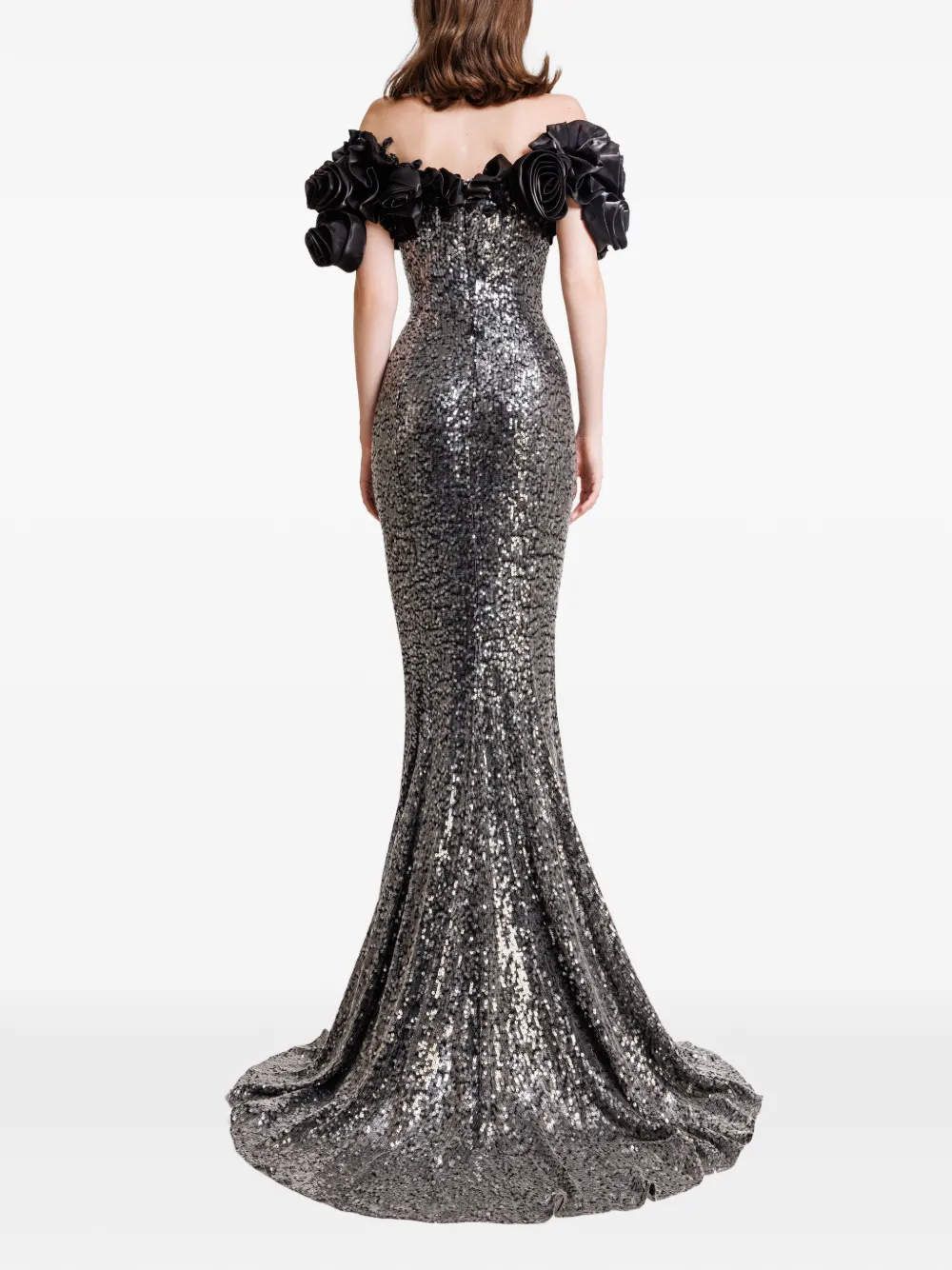Gemy Maalouf Off-shoulder maxi-jurk met bloemenprint Grijs
