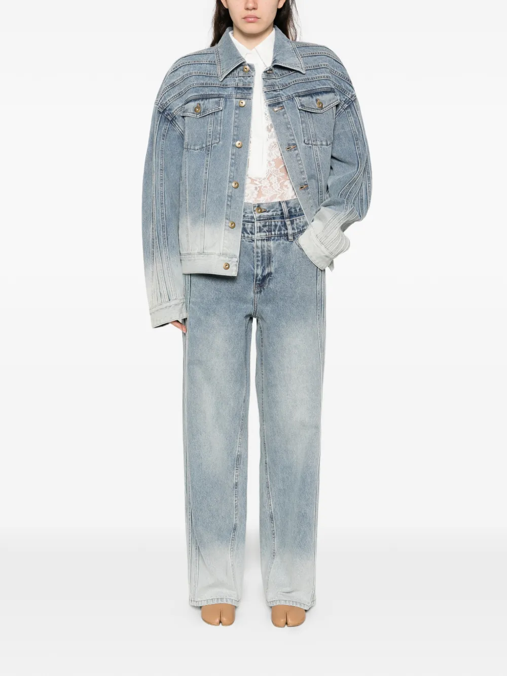  Feng Chen Wang Button-up Denim Jacket - Blue 