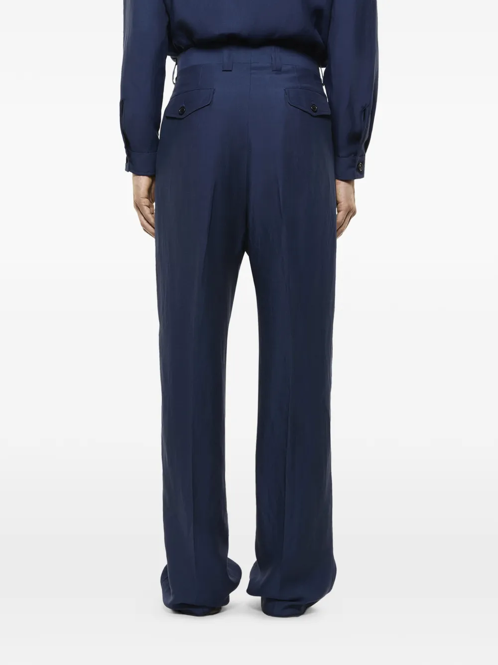  Laneus Buttoned-flap-pocket Trousers - Blue 