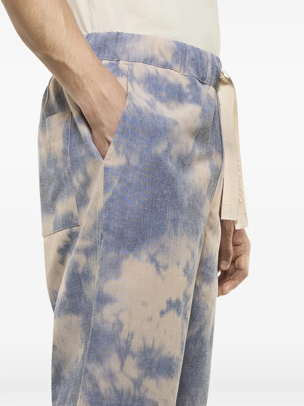Laneus Shorts met trekkoord en tie-dye print Blauw