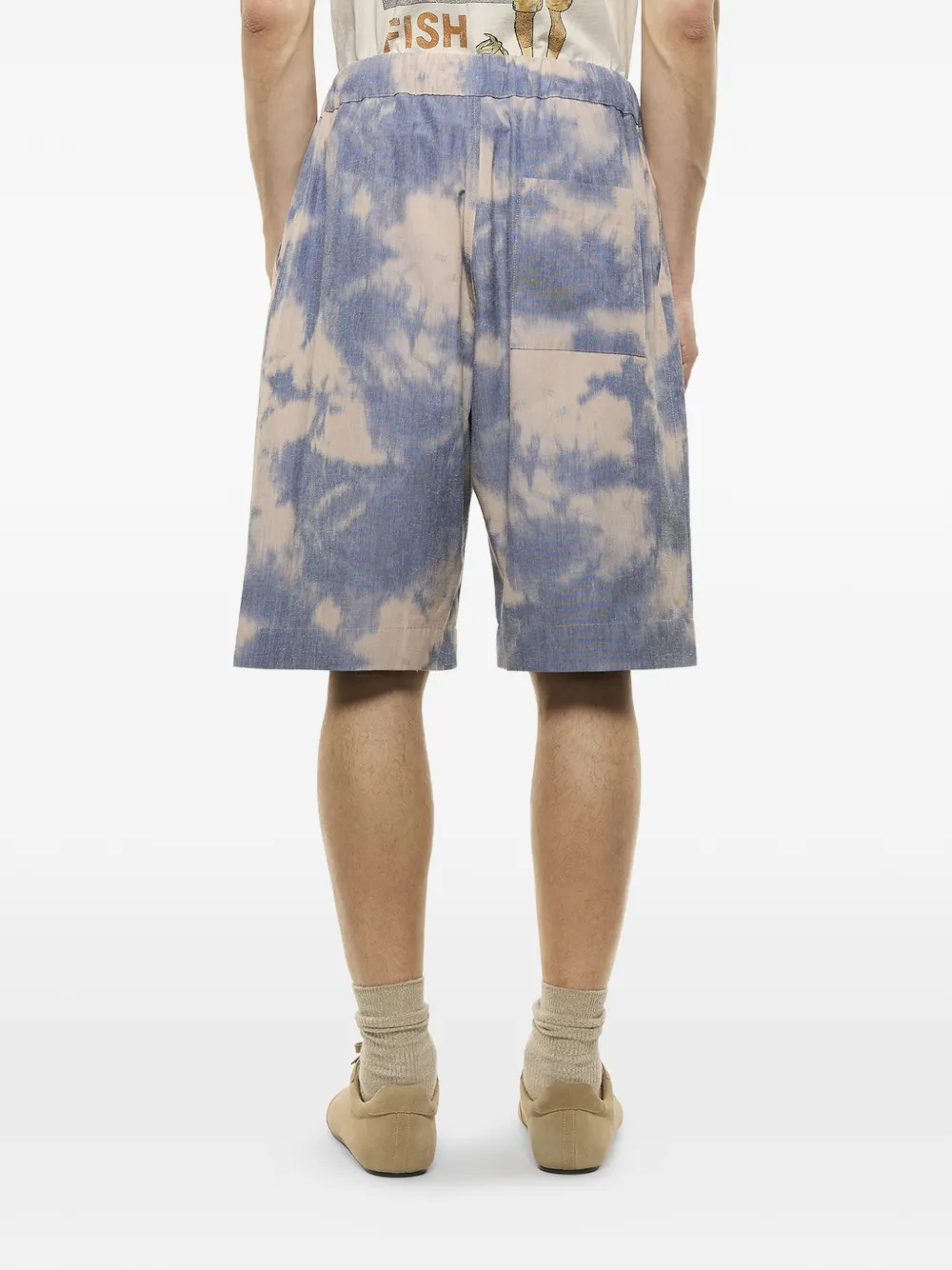  Laneus Tie-dye Drawstring-fastening Shorts - Blue 