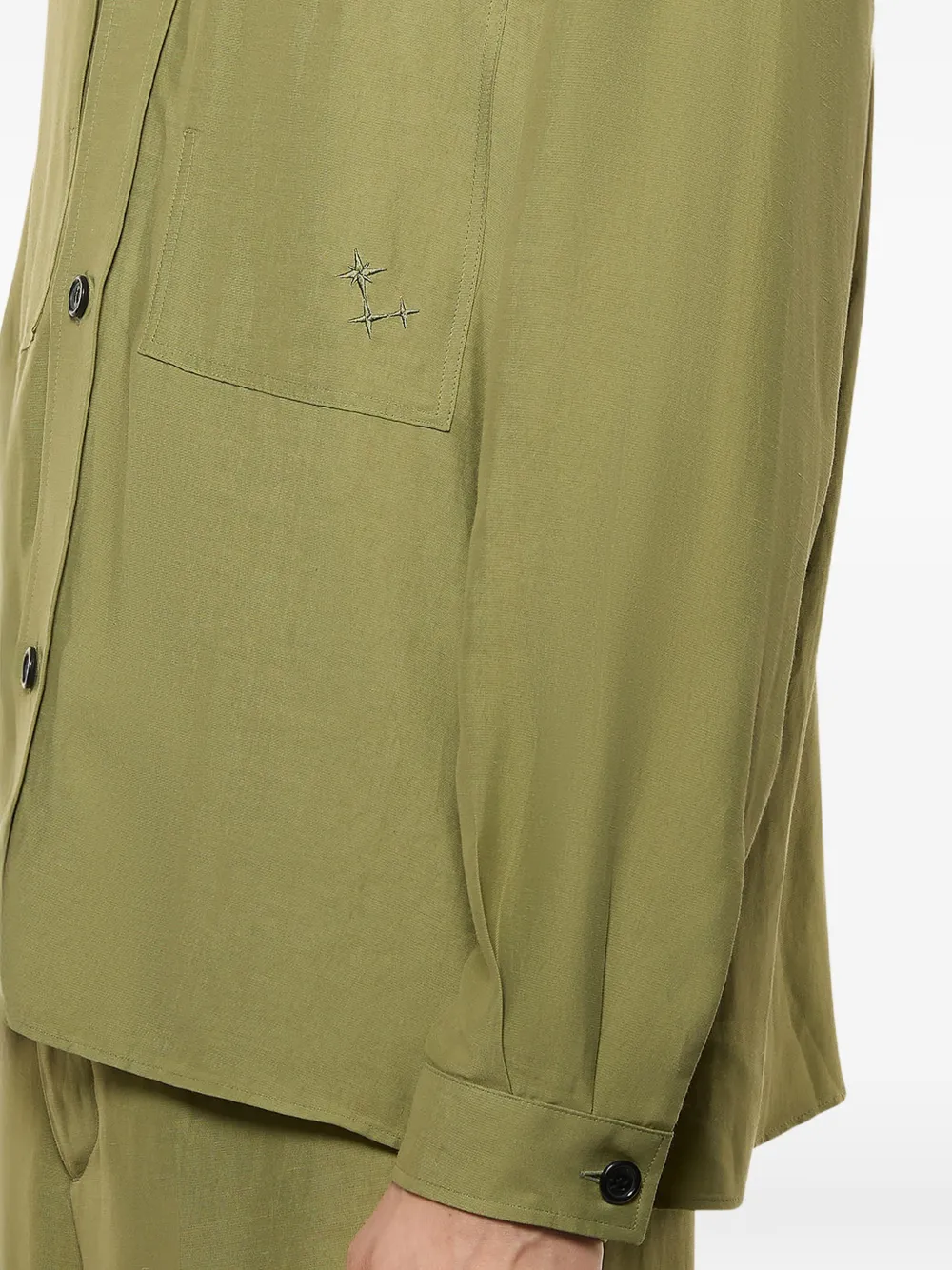 Laneus Shirtjack met geborduurde knoop Groen
