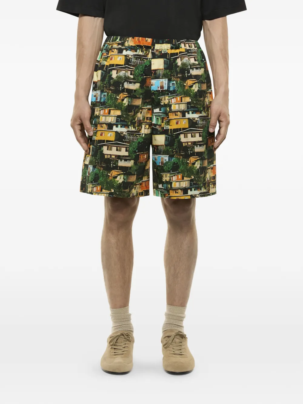 Laneus Shorts met all-over print Zwart