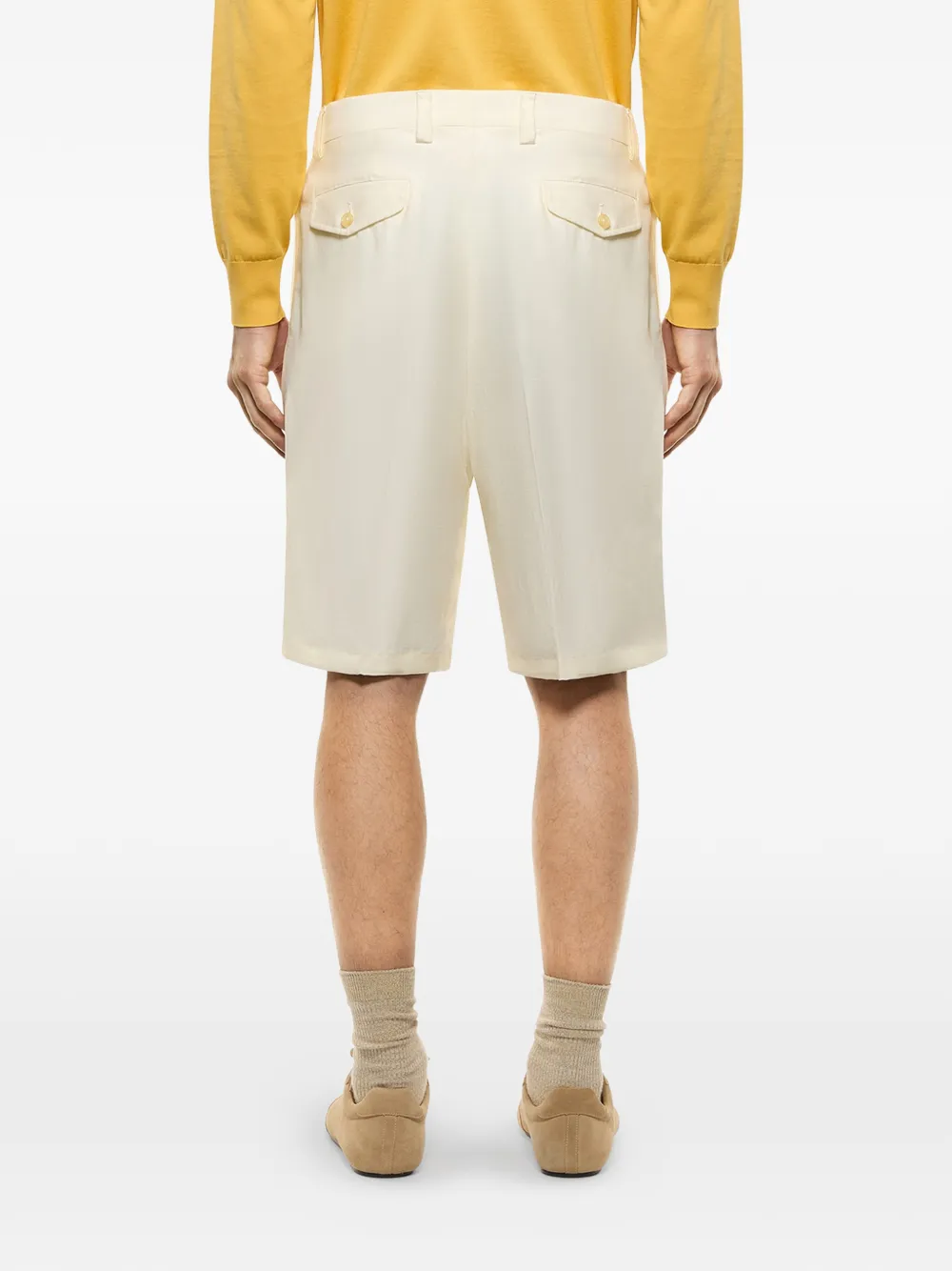  Laneus Buttoned Flap-pocket Shorts - Neutrals 