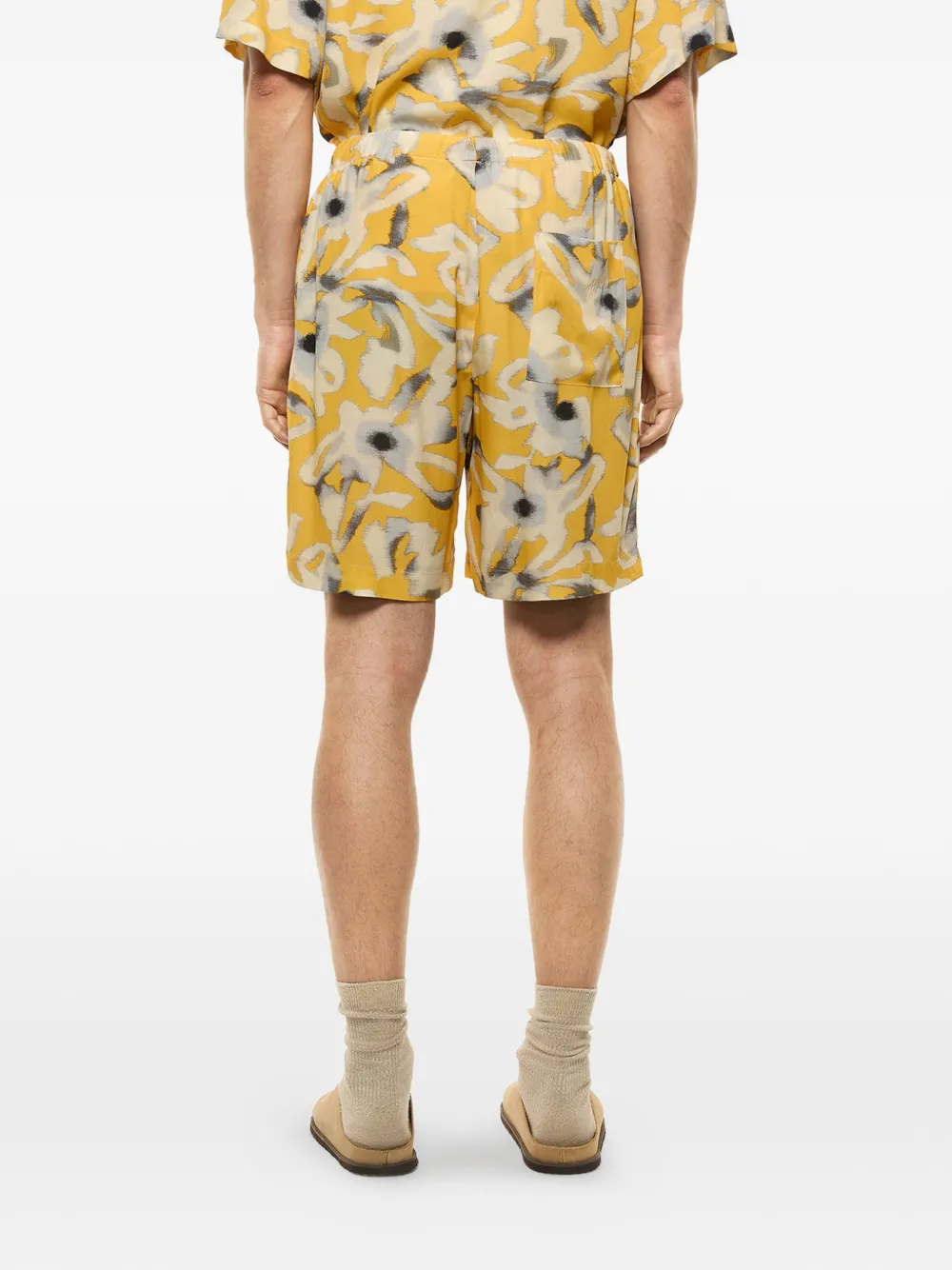  Laneus Drawstring-fastening Floral-print Shorts - Yellow 