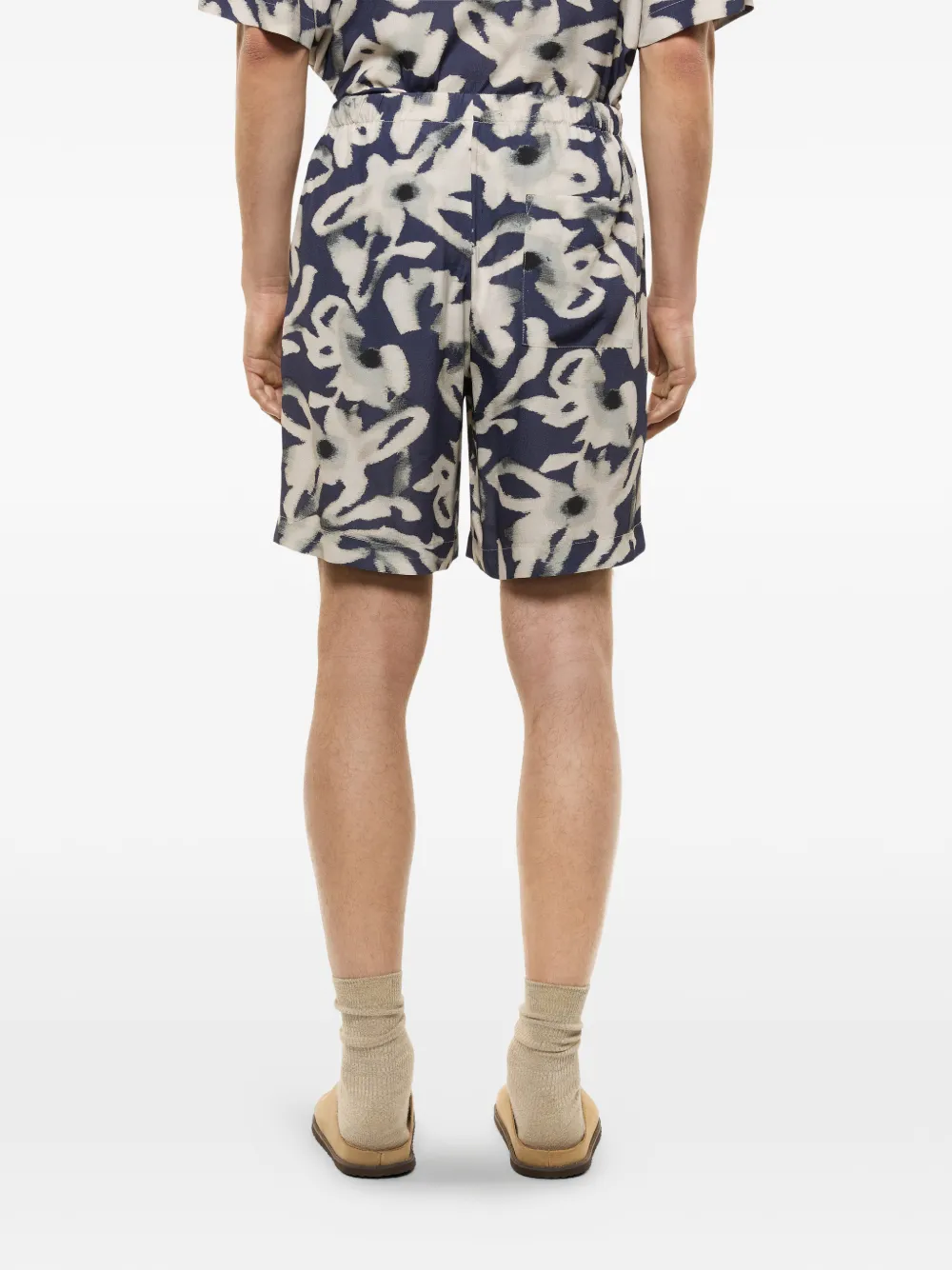  Laneus Floral-print Drawstring-fastening Shorts - Blue 