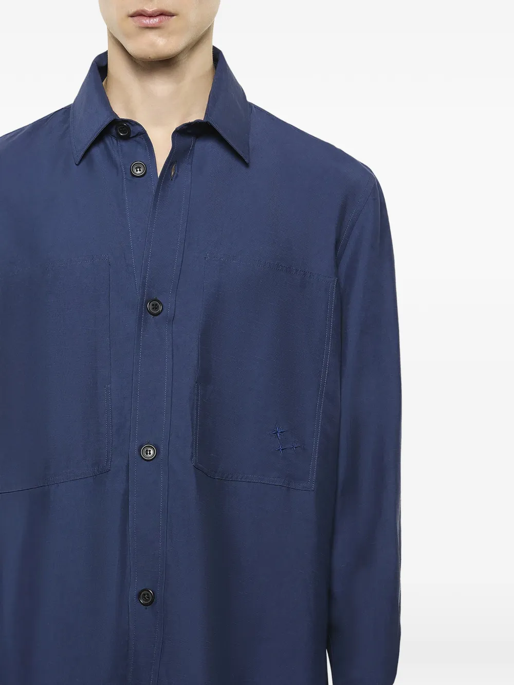 Laneus Shirtjack met borstzak Blauw
