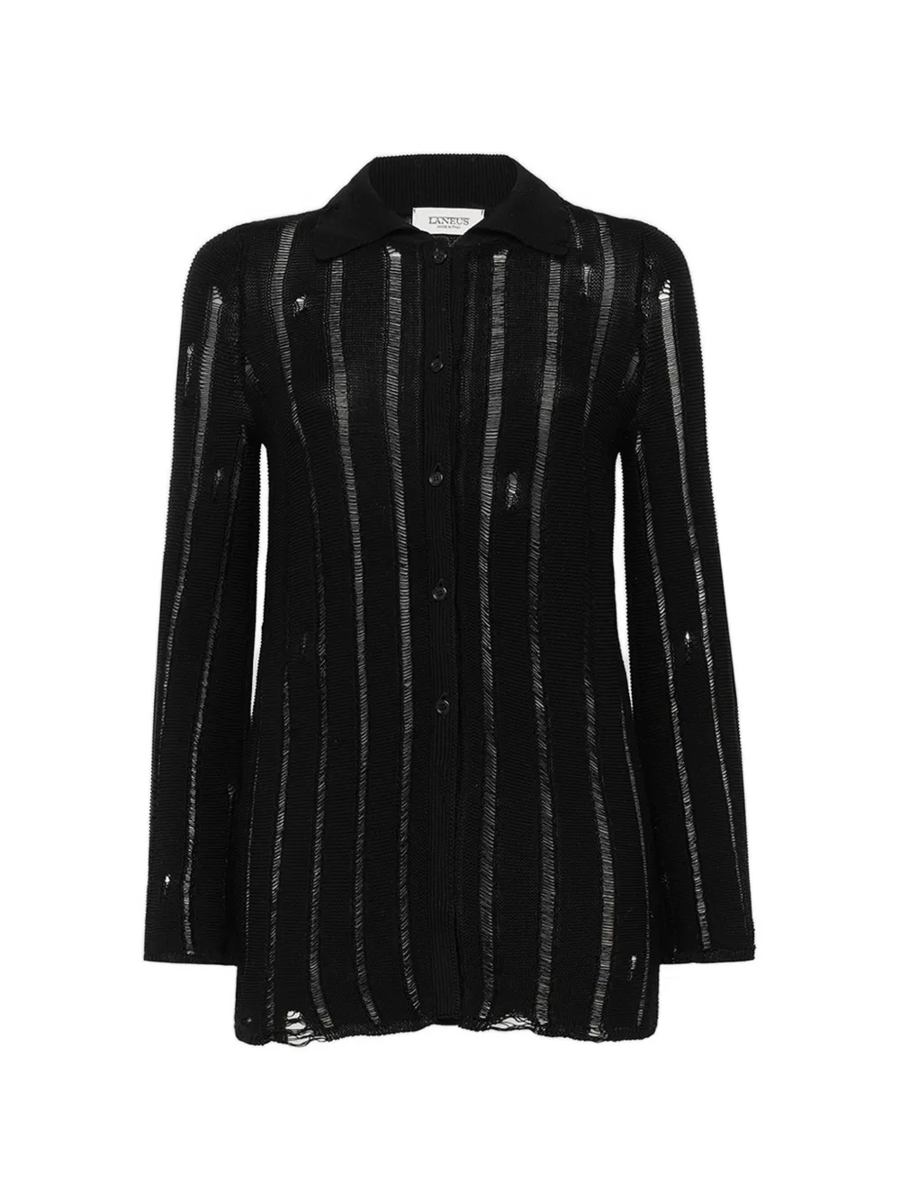 Laneus distressed knitted cardigan - Nero